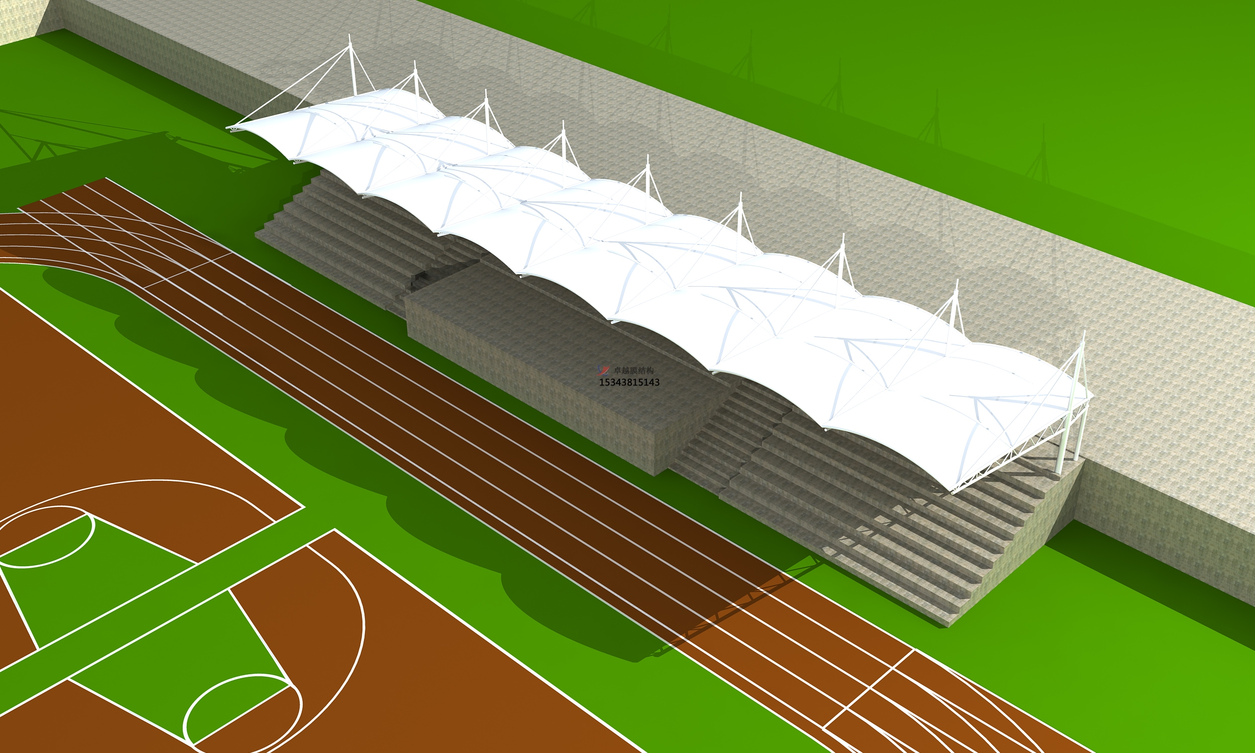 宜君體育公園膜結(jié)構(gòu)【看臺(tái)雨棚】門球場案例